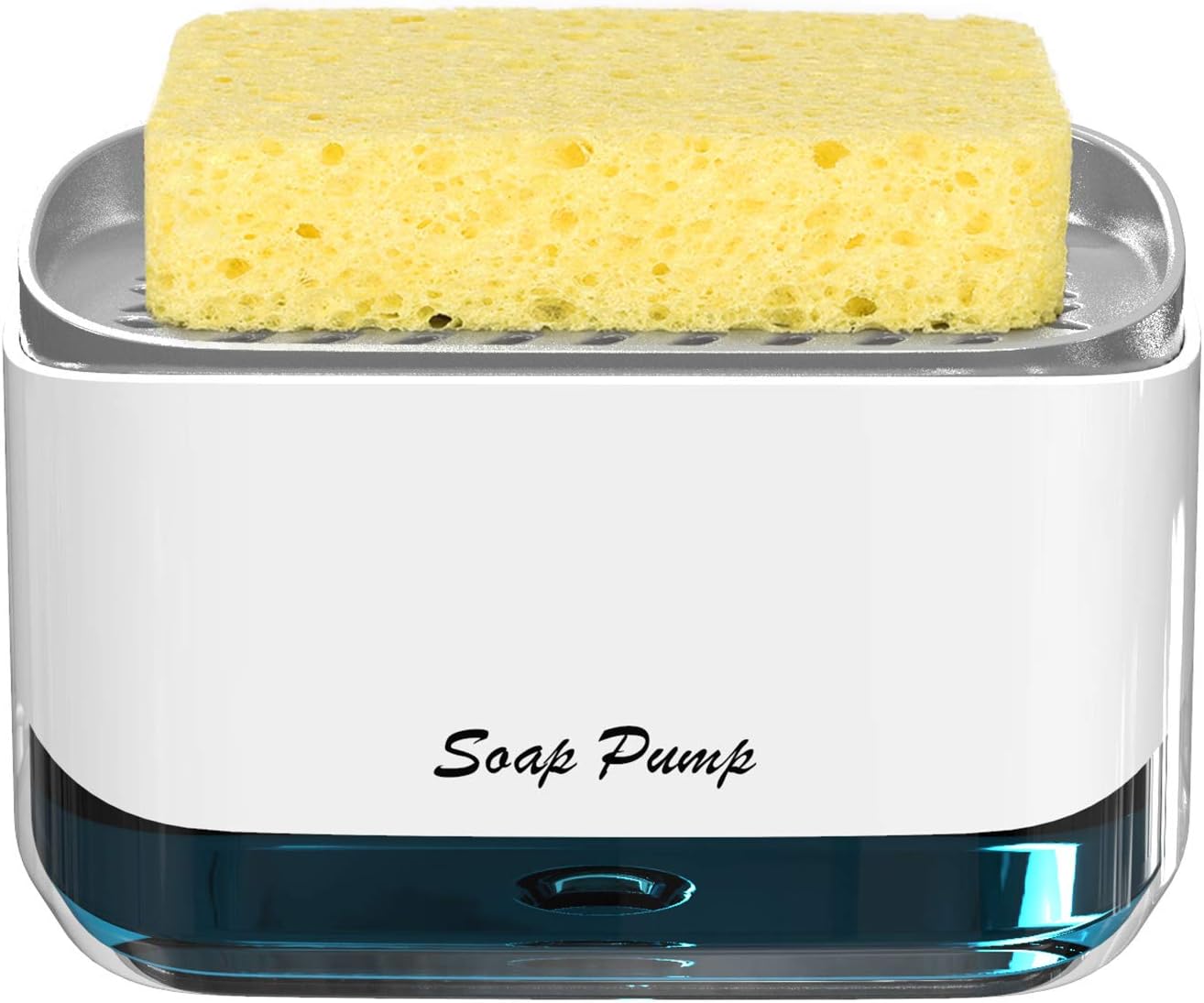 Kitchen Dish Soap Dispenser with Sponge Holder - 12.5 OuncesKitchen StorageGently press down with one hand to dispense an appropriate amount of soap onto the sponge, extremely easy to use and helps reduce soap waste. The dispenser has a capacity of 12.5 o